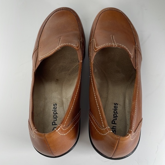 Leather Tan Hush Puppies Slip On Shoes - Picture 7 of 11